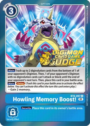 Howling Memory Boost! (Judge Pack 3) (BT6-097) - Double Diamond Foil - Premium Digimon Single from Bandai - Just $0.11! Shop now at Game Crave Tournament Store