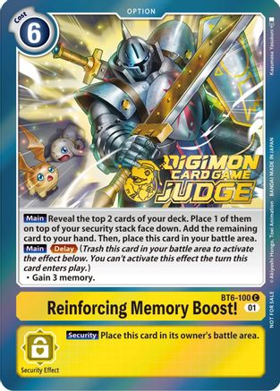 Reinforcing Memory Boost! (Judge Pack 3) (BT6-100) - Double Diamond Foil - Premium Digimon Single from Bandai - Just $0.46! Shop now at Game Crave Tournament Store