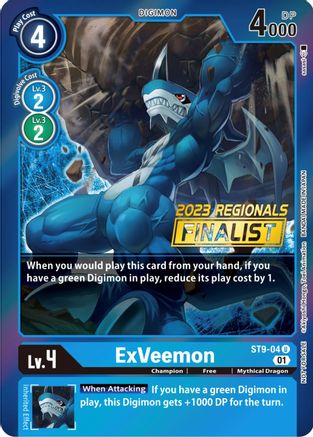 ExVeemon (2023 Regionals Finalist) (ST9-04) - Starter Deck 09: Ultimate Ancient Dragon Foil - Premium Digimon Single from Bandai - Just $1.31! Shop now at Game Crave Tournament Store
