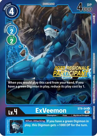 ExVeemon (2023 Regionals Participant) (ST9-04) - Starter Deck 09: Ultimate Ancient Dragon Foil - Premium Digimon Single from Bandai - Just $0.15! Shop now at Game Crave Tournament Store