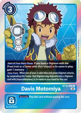 Davis Motomiya (BT12-090) - Across Time Foil - Premium Digimon Single from Bandai - Just $0.25! Shop now at Game Crave Tournament Store