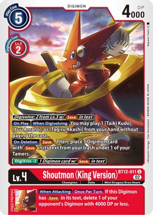 Shoutmon (King Version) (BT12-011) - Across Time - Premium Digimon Single from Bandai - Just $0.31! Shop now at Game Crave Tournament Store