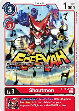 Shoutmon (BT12-008) - Across Time - Premium Digimon Single from Bandai - Just $0.25! Shop now at Game Crave Tournament Store