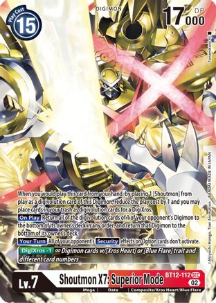 Shoutmon X7: Superior Mode (BT12-112) - Across Time Foil - Premium Digimon Single from Bandai - Just $4.37! Shop now at Game Crave Tournament Store