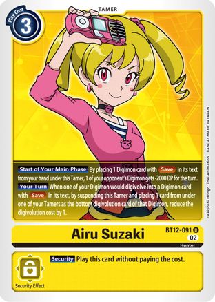 Airu Suzaki (BT12-091) - Across Time - Premium Digimon Single from Bandai - Just $0.25! Shop now at Game Crave Tournament Store