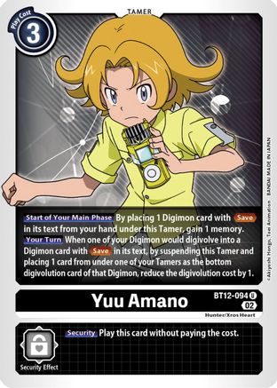 Yuu Amano (BT12-094) - Across Time - Premium Digimon Single from Bandai - Just $0.25! Shop now at Game Crave Tournament Store