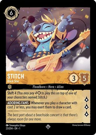 Stitch - Rock Star (23/204) - The First Chapter Cold Foil - Premium Lorcana Single from Disney - Just $1.28! Shop now at Game Crave Tournament Store