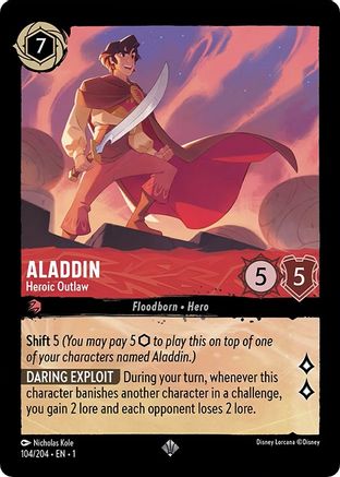 Aladdin - Heroic Outlaw (104/204) - The First Chapter - Premium Lorcana Single from Disney - Just $0.08! Shop now at Game Crave Tournament Store