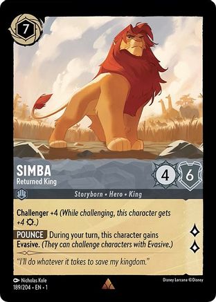 Simba - Returned King (189/204) - The First Chapter - Premium Lorcana Single from Disney - Just $0.08! Shop now at Game Crave Tournament Store