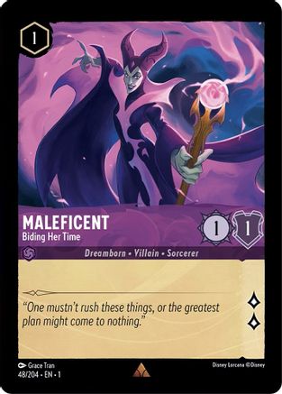 Maleficent - Biding Her Time (48/204) - The First Chapter Cold Foil - Premium Lorcana Single from Disney - Just $1.28! Shop now at Game Crave Tournament Store