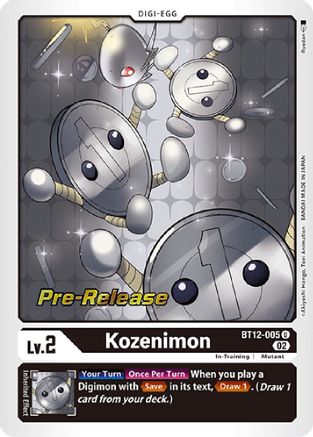 Kozenimon (BT12-005) - Across Time Pre-Release Cards Foil - Premium Digimon Single from Bandai - Just $0.29! Shop now at Game Crave Tournament Store