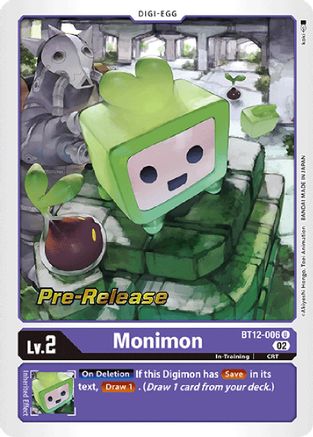 Monimon (BT12-006) - Across Time Pre-Release Cards - Premium Digimon Single from Bandai - Just $1.34! Shop now at Game Crave Tournament Store