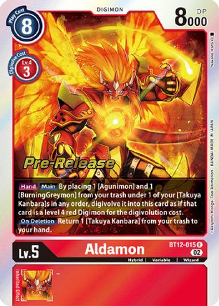 Aldamon (BT12-015) - Across Time Pre-Release Cards Foil - Premium Digimon Single from Bandai - Just $0.34! Shop now at Game Crave Tournament Store