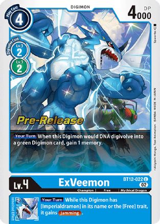 ExVeemon (BT12-022) - Across Time Pre-Release Cards Foil - Premium Digimon Single from Bandai - Just $7.07! Shop now at Game Crave Tournament Store