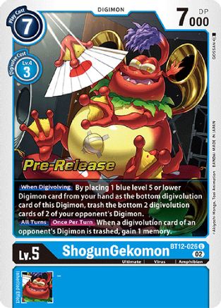 ShogunGekomon (BT12-026) - Across Time Pre-Release Cards - Premium Digimon Single from Bandai - Just $11728.39! Shop now at Game Crave Tournament Store