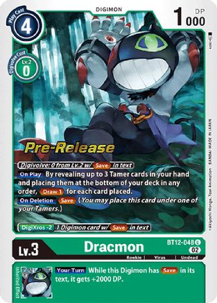 Dracmon (BT12-048) - Across Time Pre-Release Cards Foil - Premium Digimon Single from Bandai - Just $0.40! Shop now at Game Crave Tournament Store