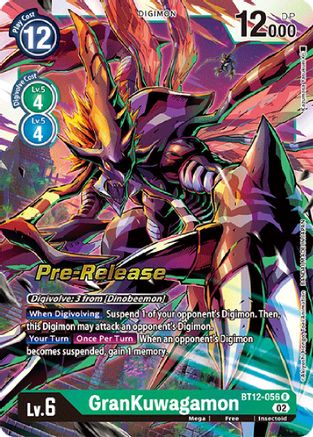 GranKuwagamon (BT12-056) - Across Time Pre-Release Cards Foil - Premium Digimon Single from Bandai - Just $0.64! Shop now at Game Crave Tournament Store