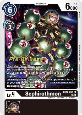 Sephirothmon (BT12-065) - Across Time Pre-Release Cards Foil - Premium Digimon Single from Bandai - Just $13.01! Shop now at Game Crave Tournament Store