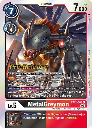 MetalGreymon (BT12-068) - Across Time Pre-Release Cards - Premium Digimon Single from Bandai - Just $0.29! Shop now at Game Crave Tournament Store