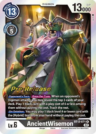 AncientWisemon (BT12-071) - Across Time Pre-Release Cards Foil - Premium Digimon Single from Bandai - Just $0.26! Shop now at Game Crave Tournament Store