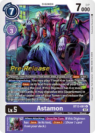 Astamon (BT12-081) - Across Time Pre-Release Cards Foil - Premium Digimon Single from Bandai - Just $0.38! Shop now at Game Crave Tournament Store