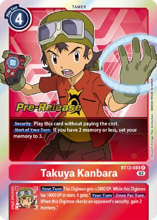 Takuya Kanbara (BT12-088) - Across Time Pre-Release Cards - Premium Digimon Single from Bandai - Just $1.81! Shop now at Game Crave Tournament Store