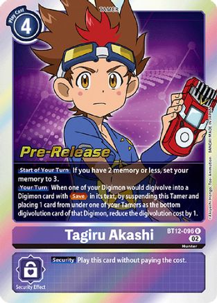 Tagiru Akashi (BT12-096) - Across Time Pre-Release Cards Foil - Premium Digimon Single from Bandai - Just $0.47! Shop now at Game Crave Tournament Store