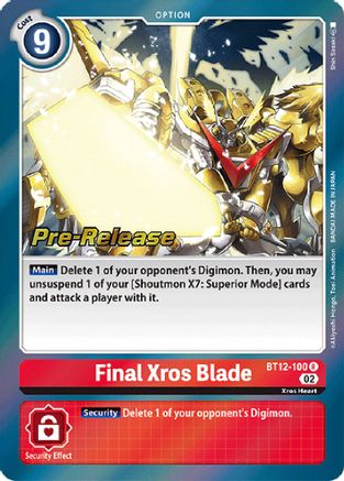 Final Xros Blade (BT12-100) - Across Time Pre-Release Cards - Premium Digimon Single from Bandai - Just $11728.39! Shop now at Game Crave Tournament Store
