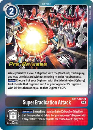 Super Eradication Attack (BT12-108) - Across Time Pre-Release Cards Foil - Premium Digimon Single from Bandai - Just $0.50! Shop now at Game Crave Tournament Store