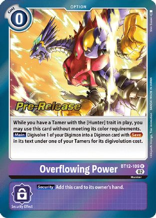 Overflowing Power (BT12-109) - Across Time Pre-Release Cards - Premium Digimon Single from Bandai - Just $11728.39! Shop now at Game Crave Tournament Store