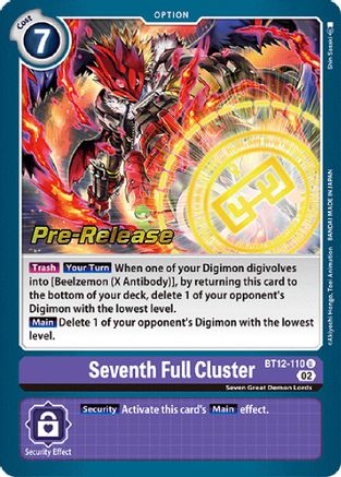 Seventh Full Cluster (BT12-110) - Across Time Pre-Release Cards - Premium Digimon Single from Bandai - Just $5.47! Shop now at Game Crave Tournament Store