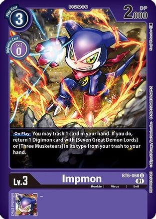Impmon (April 2023 Beelzemon Special) (BT6-068) - Starter Deck 14: Beelzemon Advanced Deck Set Pre-Release Cards Foil - Premium Digimon Single from Bandai - Just $0.09! Shop now at Game Crave Tournament Store