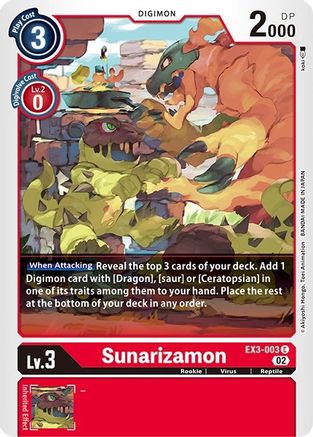 Sunarizamon (EX3-003) - Revision Pack Cards - Premium Digimon Single from Bandai - Just $0.25! Shop now at Game Crave Tournament Store