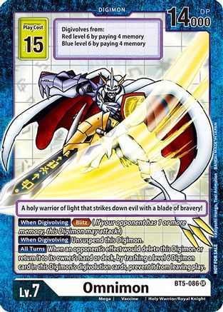Omnimon (Across Time Box Promo) (BT5-086) - Battle of Omni Foil - Premium Digimon Single from Bandai - Just $26.71! Shop now at Game Crave Tournament Store