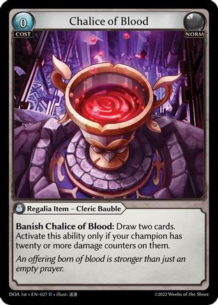 Chalice of Blood (DAWN OF ASHES 1ST EDITION) - Premium Grand Archive Single from Weebs of the Shore - Just $0.25! Shop now at Game Crave Tournament Store