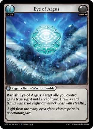 Eye of Argus (DAWN OF ASHES 1ST EDITION) Foil - Premium Grand Archive Single from Weebs of the Shore - Just $14.25! Shop now at Game Crave Tournament Store