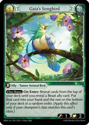 Gaia's Songbird (DAWN OF ASHES 1ST EDITION) Foil - Premium Grand Archive Single from Weebs of the Shore - Just $12! Shop now at Game Crave Tournament Store