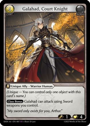 Galahad, Court Knight (DAWN OF ASHES 1ST EDITION) Foil - Premium Grand Archive Single from Weebs of the Shore - Just $0.78! Shop now at Game Crave Tournament Store