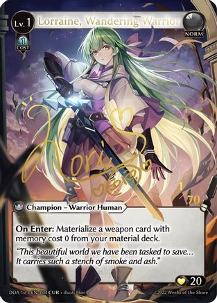 Lorraine, Wandering Warrior (CUR) (DAWN OF ASHES 1ST EDITION) - Premium Grand Archive Single from Weebs of the Shore - Just $0! Shop now at Game Crave Tournament Store