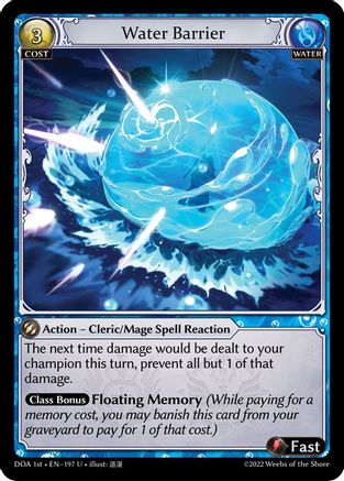 Water Barrier (DAWN OF ASHES 1ST EDITION) Foil - Premium Grand Archive Single from Weebs of the Shore - Just $0.27! Shop now at Game Crave Tournament Store