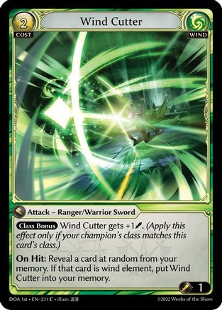 Wind Cutter (DAWN OF ASHES 1ST EDITION) Foil - Premium Grand Archive Single from Weebs of the Shore - Just $0.19! Shop now at Game Crave Tournament Store
