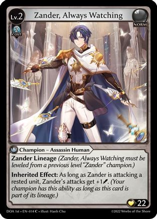 Zander, Always Watching (DAWN OF ASHES 1ST EDITION) - Premium Grand Archive Single from Weebs of the Shore - Just $0.25! Shop now at Game Crave Tournament Store