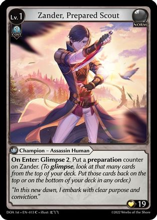 Zander, Prepared Scout (DAWN OF ASHES 1ST EDITION) Foil - Premium Grand Archive Single from Weebs of the Shore - Just $0.11! Shop now at Game Crave Tournament Store