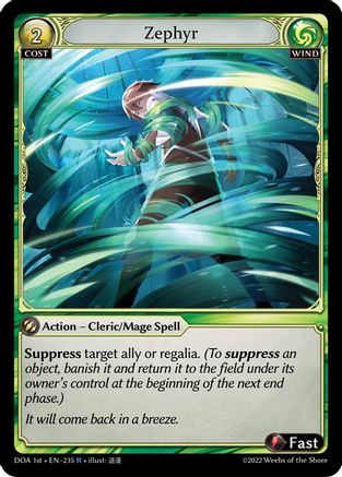 Zephyr (DAWN OF ASHES 1ST EDITION) Foil - Premium Grand Archive Single from Weebs of the Shore - Just $30! Shop now at Game Crave Tournament Store