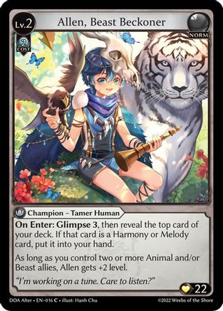 Allen, Beast Beckoner (DAWN OF ASHES ALTER EDITION) - Premium Grand Archive Single from Dawn of Ashes Alter Edition - Just $0.25! Shop now at Game Crave Tournament Store