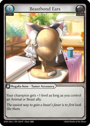 Beastbond Ears (DAWN OF ASHES ALTER EDITION) - Premium Grand Archive Single from Dawn of Ashes Alter Edition - Just $0.25! Shop now at Game Crave Tournament Store