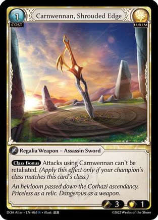 Carnwennan, Shrouded Edge (DAWN OF ASHES ALTER EDITION) - Premium Grand Archive Single from Dawn of Ashes Alter Edition - Just $0.25! Shop now at Game Crave Tournament Store