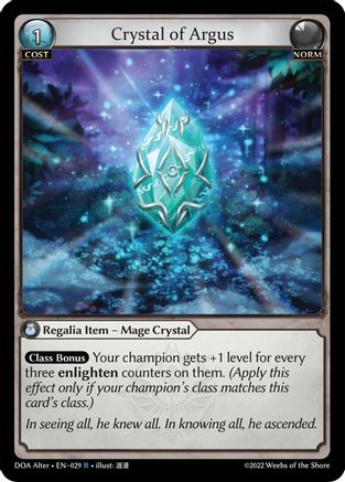 Crystal of Argus (DAWN OF ASHES ALTER EDITION) - Premium Grand Archive Single from Dawn of Ashes Alter Edition - Just $0.25! Shop now at Game Crave Tournament Store