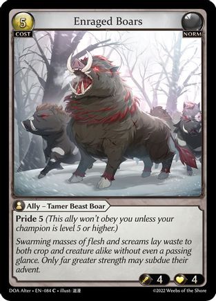 Enraged Boars (DAWN OF ASHES ALTER EDITION) - Premium Grand Archive Single from Dawn of Ashes Alter Edition - Just $0.25! Shop now at Game Crave Tournament Store