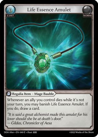 Life Essence Amulet (DAWN OF ASHES ALTER EDITION) - Premium Grand Archive Single from Dawn of Ashes Alter Edition - Just $0.25! Shop now at Game Crave Tournament Store